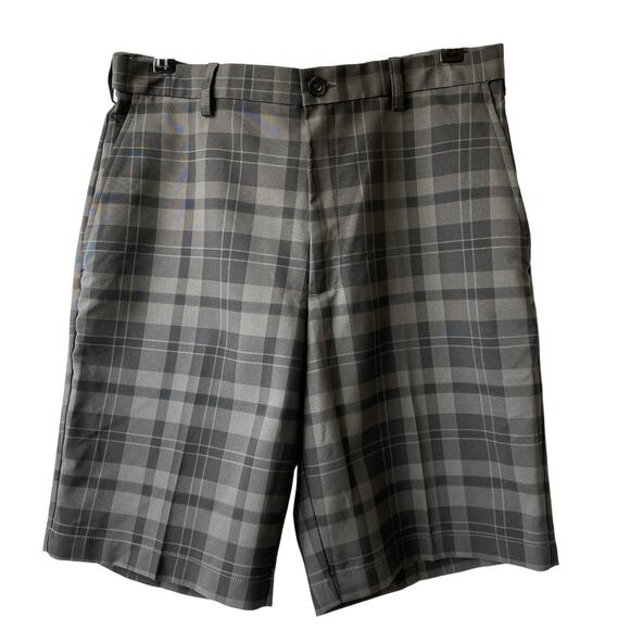 Haggar Flex Waist Plaid Golf Shorts Men Size 32 Gray Performance Preppy NWOT - Picture 1 of 12
